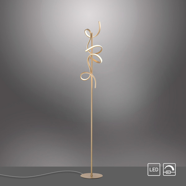 JUST LIGHT CURLS LED Stehleuchte Warmweiss Dimmbar 22W 2-fach messingmatt 19031-60