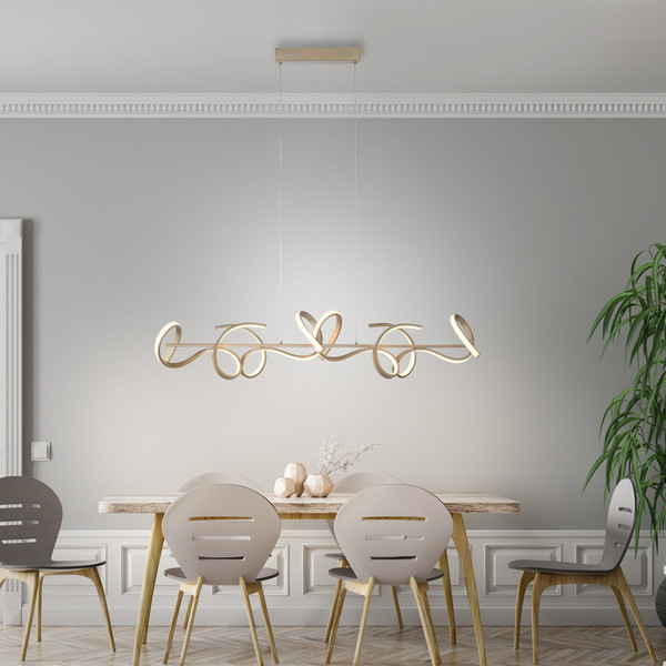 JUST LIGHT CURLS LED Pendelleuchte Warmweiss Dimmbar 40,8W 4-fach messingmatt 19033-60