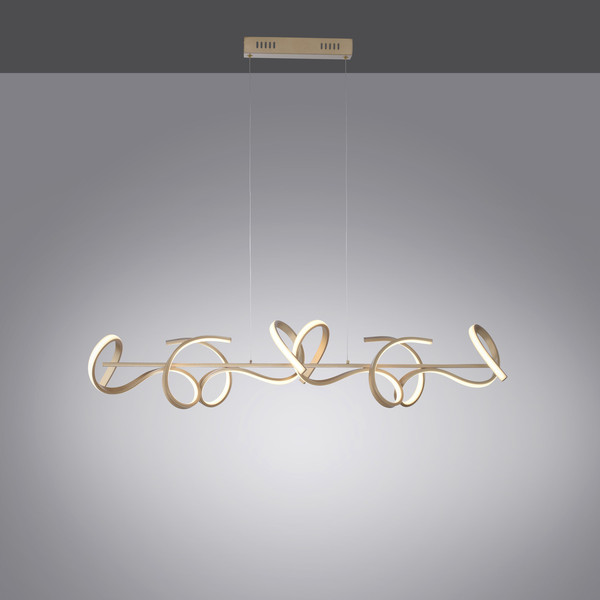 JUST LIGHT CURLS LED Pendelleuchte Warmweiss Dimmbar 40,8W 4-fach messingmatt 19033-60