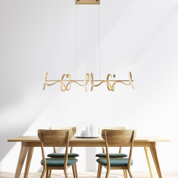 JUST LIGHT CURLS LED Pendelleuchte Warmweiss Dimmbar 40,8W 4-fach messingmatt 19033-60