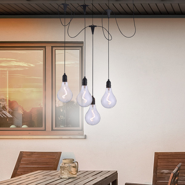 JUST LIGHT ENNI LED Lichterkette Warmweiss 4-fach Schwarz/Transparent IP44 19094-18