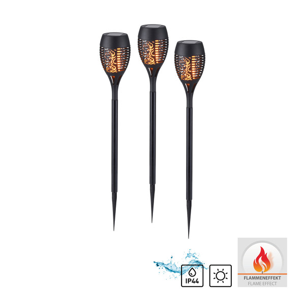 JUST LIGHT FACKEL-SOL LED Erdspießleuchte Warmweiss 0,24W 12-fach schwarz IP44 19106-18-3