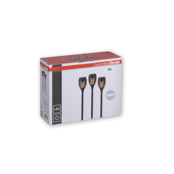 JUST LIGHT FACKEL-SOL LED Erdspießleuchte Warmweiss 0,24W 12-fach schwarz IP44 19106-18-3