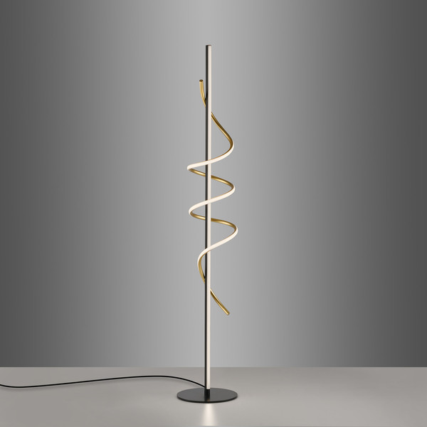 JUST LIGHT EMANDA LED Stehleuchte Warmweiss Dimmbar 26W schwarz/messing 19110-68