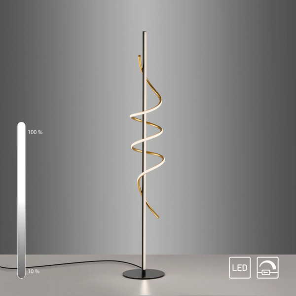 JUST LIGHT EMANDA LED Stehleuchte Warmweiss Dimmbar 26W schwarz/messing 19110-68