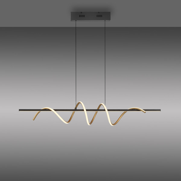 JUST LIGHT EMANDA LED Pendelleuchte Warmweiss Dimmbar 36W schwarz/messing 19113-68