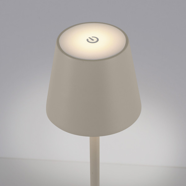 JUST LIGHT EURIA LED AKKU-Tischleuchte Warmweiss Dimmbar 2,5W greige IP54 19250-40