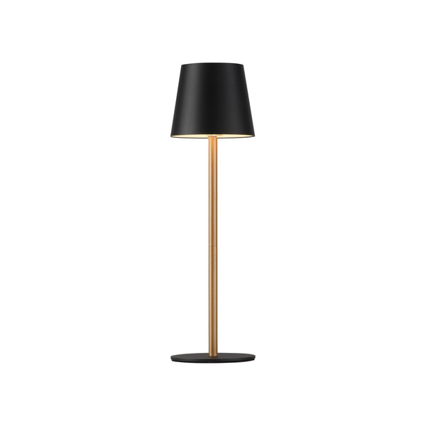 JUST LIGHT EURIA LED AKKU-Tischleuchte Warmweiss Dimmbar 2,5W schwarz/messing IP54 19250-68