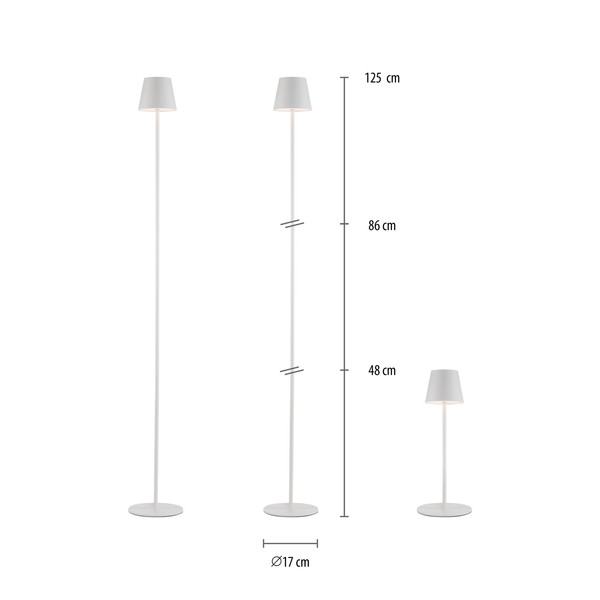 JUST LIGHT EURIA LED AKKU-Stehleuchte Warmweiss Dimmbar 2,5W weiss IP54 19252-16
