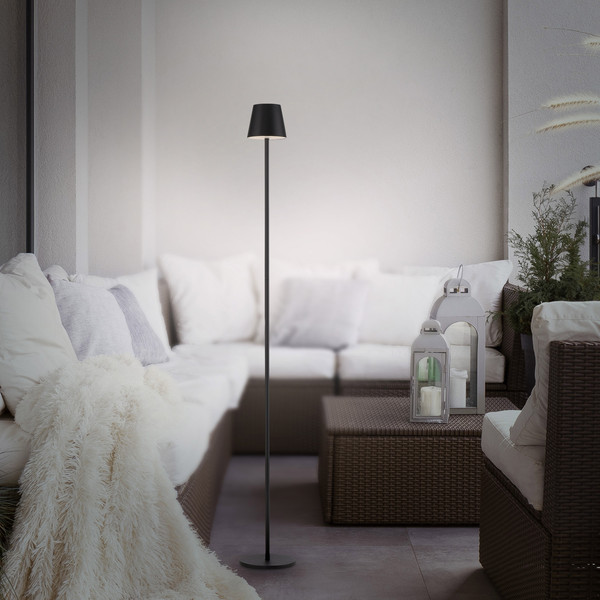 JUST LIGHT EURIA LED AKKU-Stehleuchte Warmweiss Dimmbar 2,5W schwarz IP54 19252-18