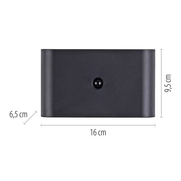 JUST LIGHT AKKU ZIDDY LED AKKU-Wandleuchte Warmweiss 3W 2-fach schwarz IP44 19475-18
