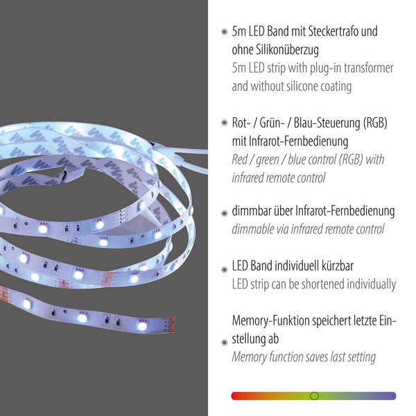 JUST LIGHT TEANIA LED Lichtstreifen RGB Dimmbar 19W multicolor 81215-70