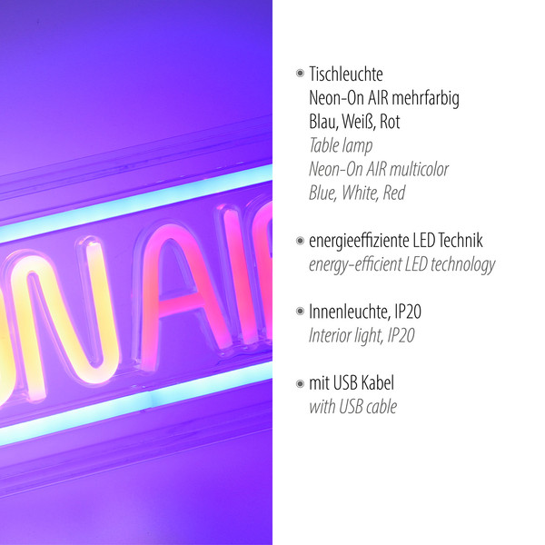 JUST LIGHT NEON-ON AIR LED Neon-LED-Bild Blau,weiss,rot 4W multicolor 85013-70