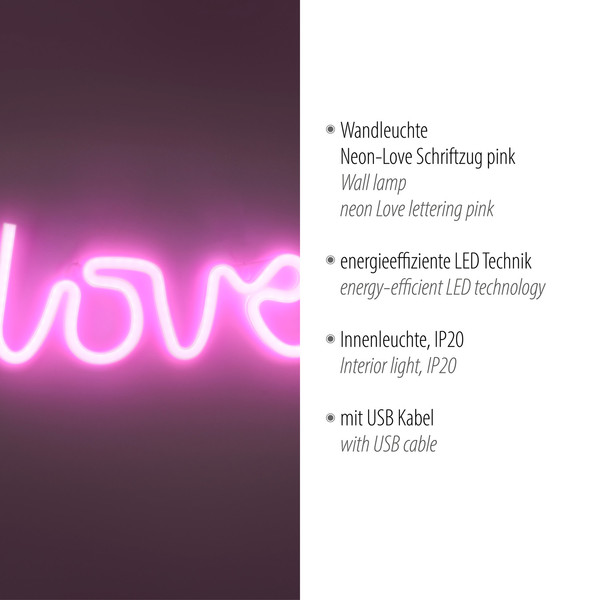 JUST LIGHT NEON-LOVE LED Neon-LED-Bild pink 6,5W pink 85021-87