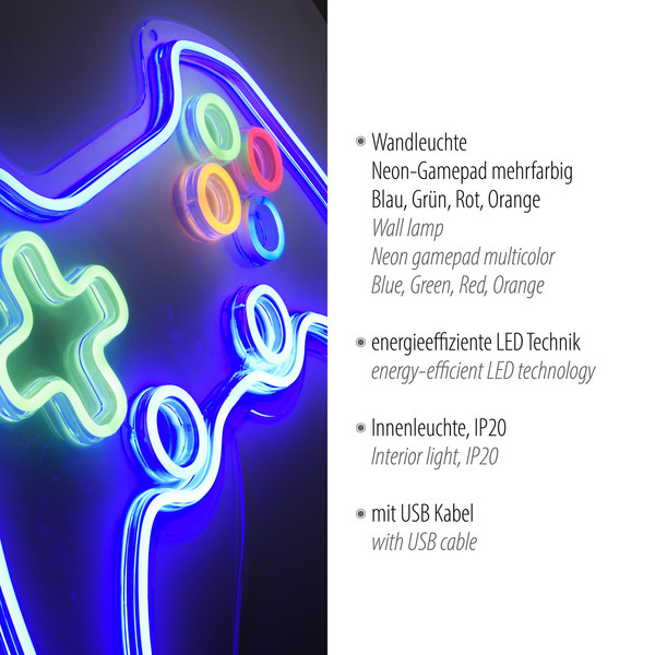 JUST LIGHT NEON-GAMER LED Neon-LED-Bild blau,grün,rot,orange 6,5W multicolor 85022-70