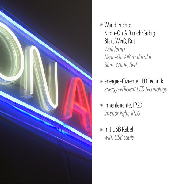 JUST LIGHT NEON-ON AIR LED Neon-LED-Bild Blau,weiss,rot 10W multicolor 85023-70