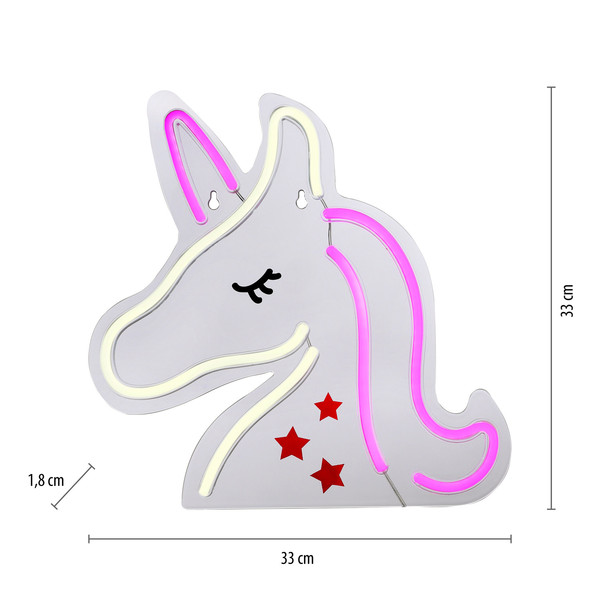 JUST LIGHT NEON-UNICORN LED Neon-LED-Bild Pink,weiss 6,5W multicolor 85025-70