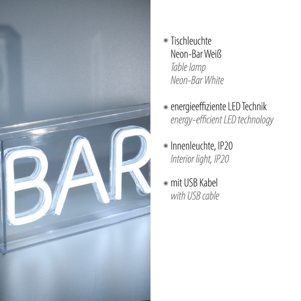 JUST LIGHT NEON-BAR LED Neon-LED-Bild weiß 7,5W weiss 85026-16
