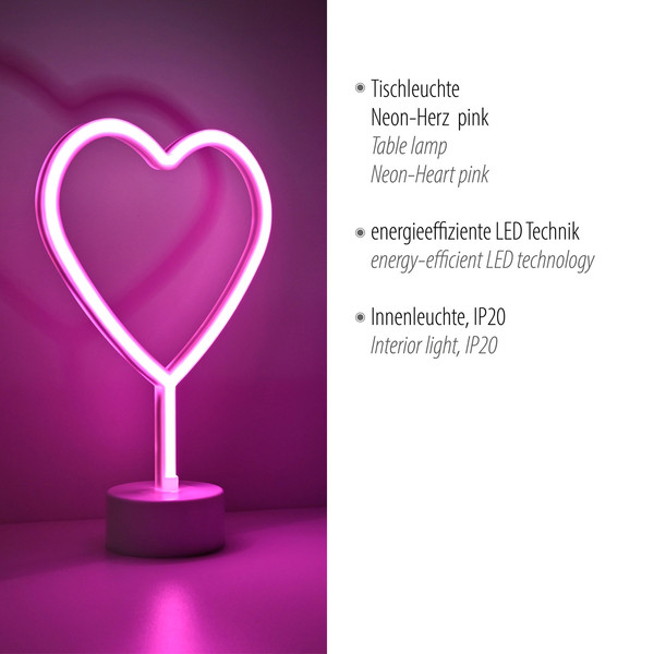 JUST LIGHT NEON-HERZ LED Neon-LED-Bild pink 1W pink 85028-87