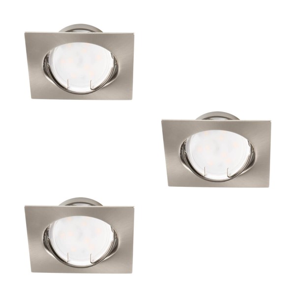 Kanlux Einbauleuchten-Set inklusive Lampe TRIBIS II 3er-Pack LED GU10 Chrom Matt 3x 23845