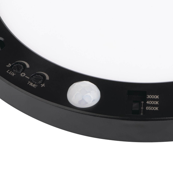 Kanlux LED Downlight Erga 17W CCT warm-/neutral-/tageslichtweiss 3000K/4000K/6500K Bewegungsmelder Schwarz Ø23cm 24605