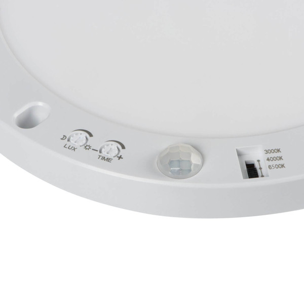 Kanlux LED Downlight Erga 18W einstellbar CCT warm-/neutral-/tageslichtweiss 3000K/4000K/6500K Bewegungsmelder Weiß Ø23cm 24617
