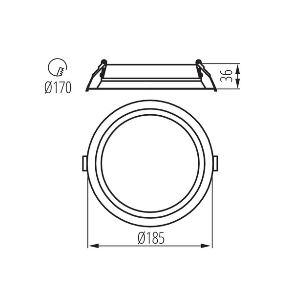 Kanlux LED Einbau-Downlight Tiberi 21W einstellbar CCT warm-/neutralweiss 3000K/3500K/4000K 90Ra IP44 Schwarz Aluminium Ø18,5cm 26380