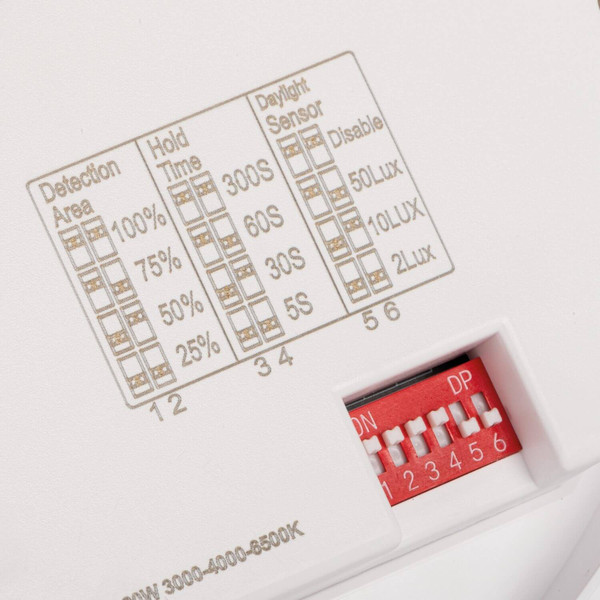 Kanlux LED Deckenleuchte Varso 20W einstellbar CCT warm-/neutral-/tageslichtweiss 3000K/4000K/6500K Bewegungsmelder IP54 Weiß Ø28cm 26987