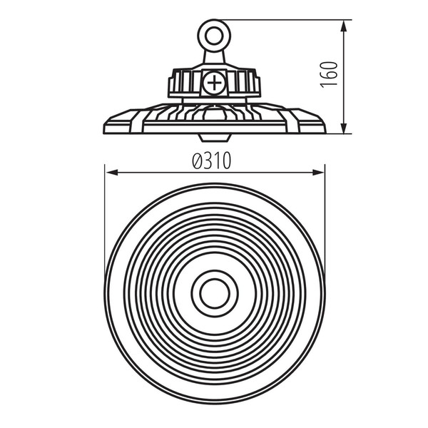 Kanlux LED Hallenstrahler HB Pro 200W CCT neutral-/tageslichtweiss 4000K/5000K/6500K dimmbar IP65 Schwarz Aluminium Ø31cm 27168