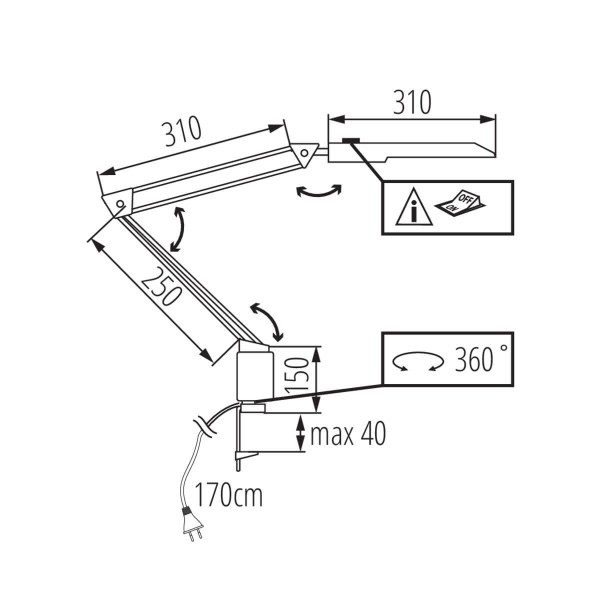 Kanlux LED-Schreibtischleuchte HERON II LED Weiß 27603