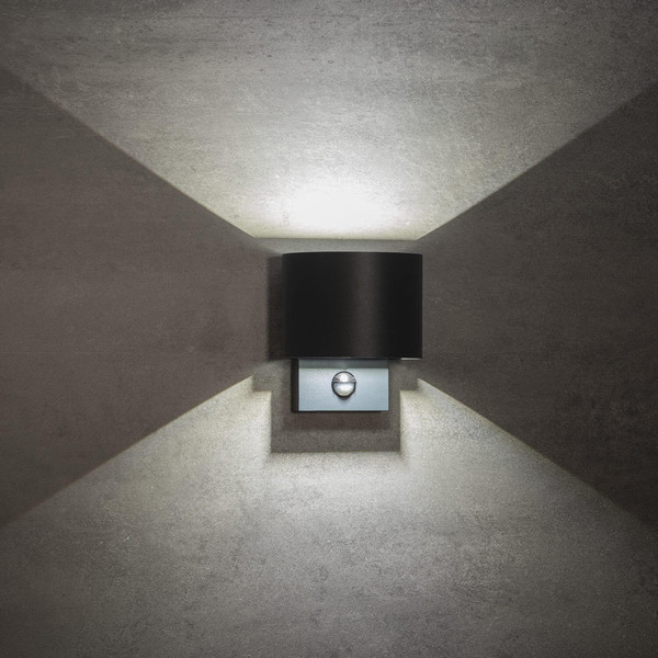Kanlux LED Außenwandleuchte Reka 7W neutralweiss 4000K Bewegungsmelder IP54 Graphit Aluminium 14x12cm 28995