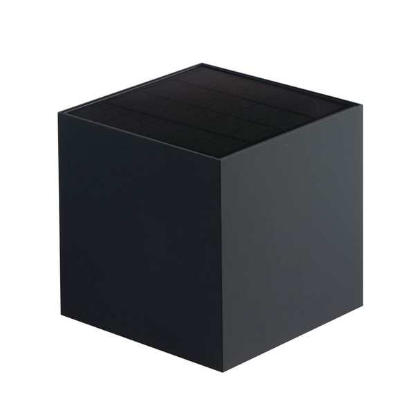 Kanlux LED Solar-Wandleuchte Reka 6W CCT warm-/neutral-/tageslichtweiss 3000K/4000K/6500K Bewegungsmelder Akku IP65 Graphit Aluminium 15x15cm 28997