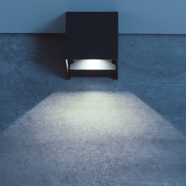 Kanlux LED Außenwandleuchte Reka 7W CCT warm-/neutral-/tageslichtweiss 3000K/4000K/6500K IP54 Graphit Aluminium 10x10cm 29005