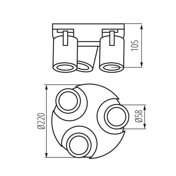 Kanlux LAURIN 29127 Wand-Deckenleuchte 3x max. 35W GU10 schwarz