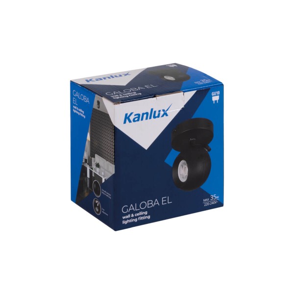 Kanlux Wand-Deckenleuchte GALOBA GU10 Schwarz 33671
