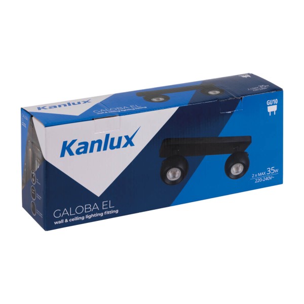Kanlux Wand-Deckenleuchte GALOBA GU10 Schwarz 2x 33675