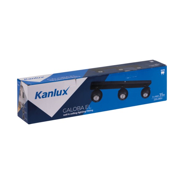 Kanlux Wand-Deckenleuchte GALOBA GU10 Schwarz 3x 33677
