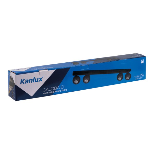 Kanlux Wand-Deckenleuchte GALOBA GU10 Schwarz 4x 33681