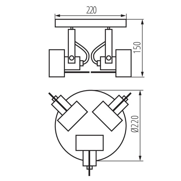 Kanlux Wand-Deckenleuchte SONDA II GU10 Weiß 3x 34927