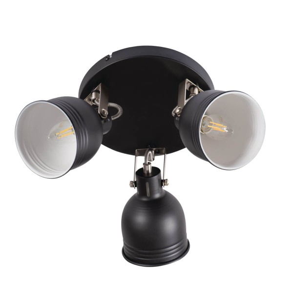 Kanlux Wand-Deckenleuchte DERATO E14 Schwarz/Silberfarben 3x 35644