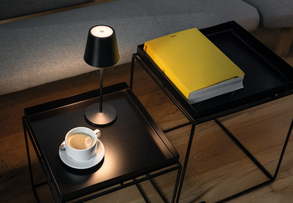 Kanlux LED Tischleuchte Inita 1,2W warmweiss 3000K Akku IP54 Schwarz Metall Ø11cm 36327