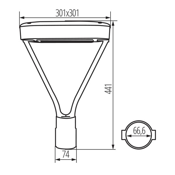 Kanlux LED Mastleuchte Parcoli 50W einstellbar CCT warm-/neutral-/tageslichtweiss 3000K/4000K/6500K IP66 Grau Aluminium 30x30cm 36435
