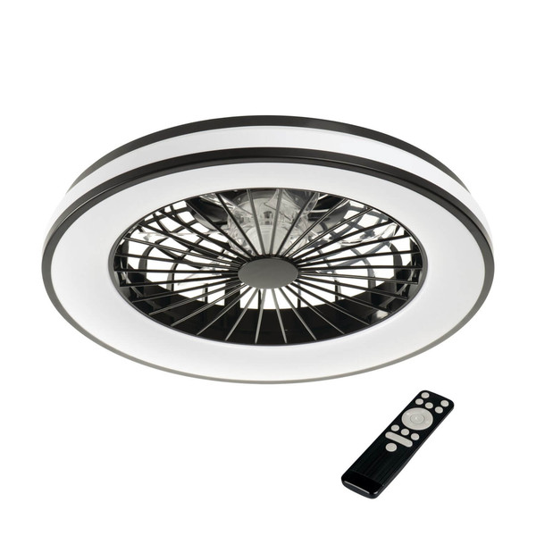 Kanlux LED Deckenleuchte mit Ventilator Plave 48W CCT warm-/neutral-/tageslichtweiss 3000K/4000K/6500K Fernbedienung Schwarz Weiß Ø48,5cm 38033