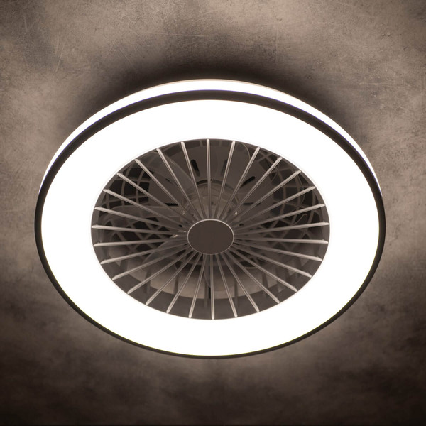 Kanlux LED Deckenleuchte mit Ventilator Plave 48W CCT warm-/neutral-/tageslichtweiss 3000K/4000K/6500K Fernbedienung Schwarz Weiß Ø48,5cm 38033