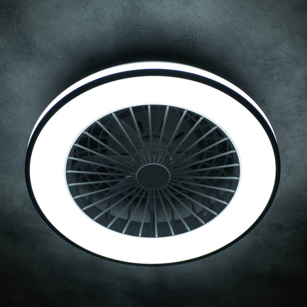 Kanlux LED Deckenleuchte mit Ventilator Plave 48W CCT warm-/neutral-/tageslichtweiss 3000K/4000K/6500K Fernbedienung Schwarz Weiß Ø48,5cm 38033