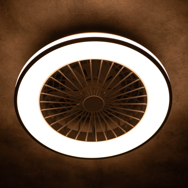 Kanlux LED Deckenleuchte mit Ventilator Plave 48W CCT warm-/neutral-/tageslichtweiss 3000K/4000K/6500K Fernbedienung Schwarz Weiß Ø48,5cm 38033