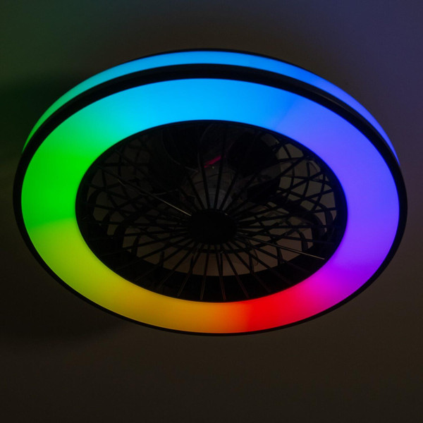 Kanlux LED Deckenleuchte mit Ventilator Plave 48W RGB + CCT 3000-6500K Fernbedienung Schwarz Weiß Ø48,5cm 38034