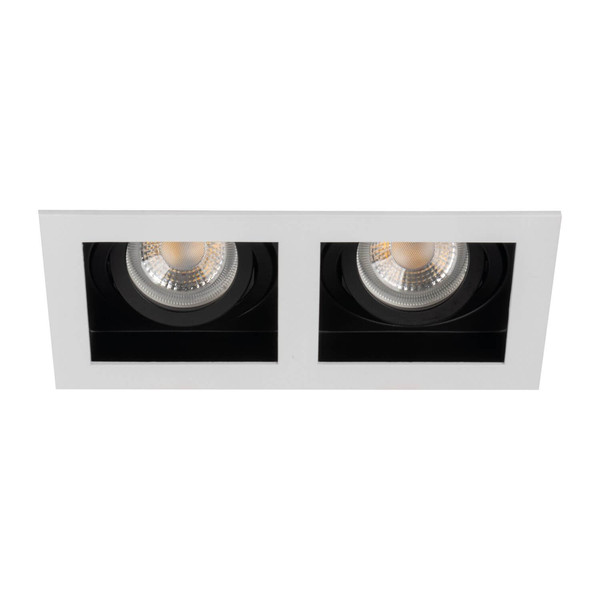 Kanlux Einbaurahmen Aret 2-flammig 2xGU10/GU5,3 Weiß Schwarz Aluminium 18,5x10cm 38366