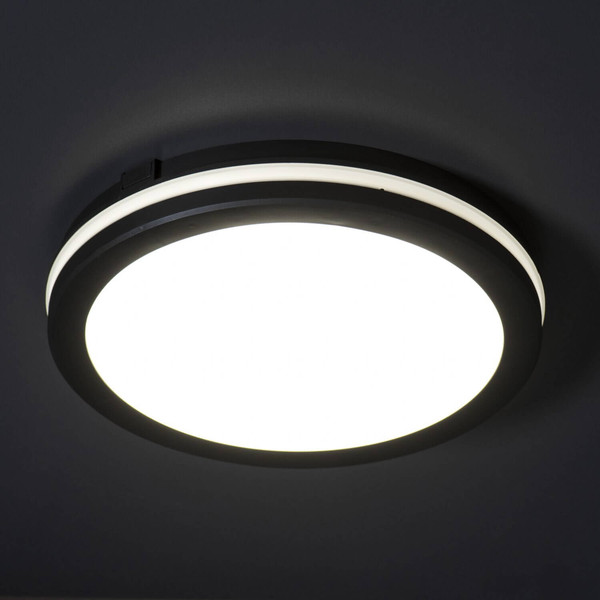 Kanlux LED Deckenleuchte Beno 40W CCT warm-/neutral-/tageslichtweiss 3000K/4000K/6500K IP65 Schwarz Ø40cm 38387
