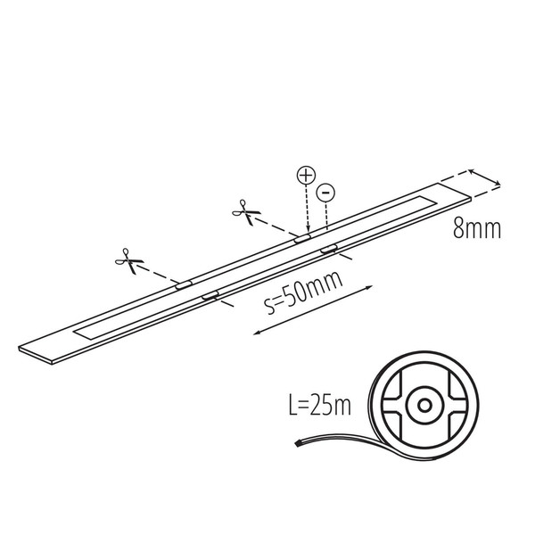 Kanlux LED Streifen 25m LCOB 10W/m 24V neutralweiss 4000K 90Ra dimmbar 8mm 38433